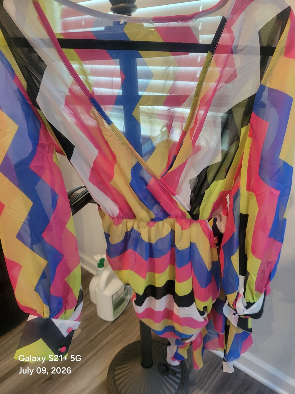Colorblock Chevron Wrap Romper in Bright Multi